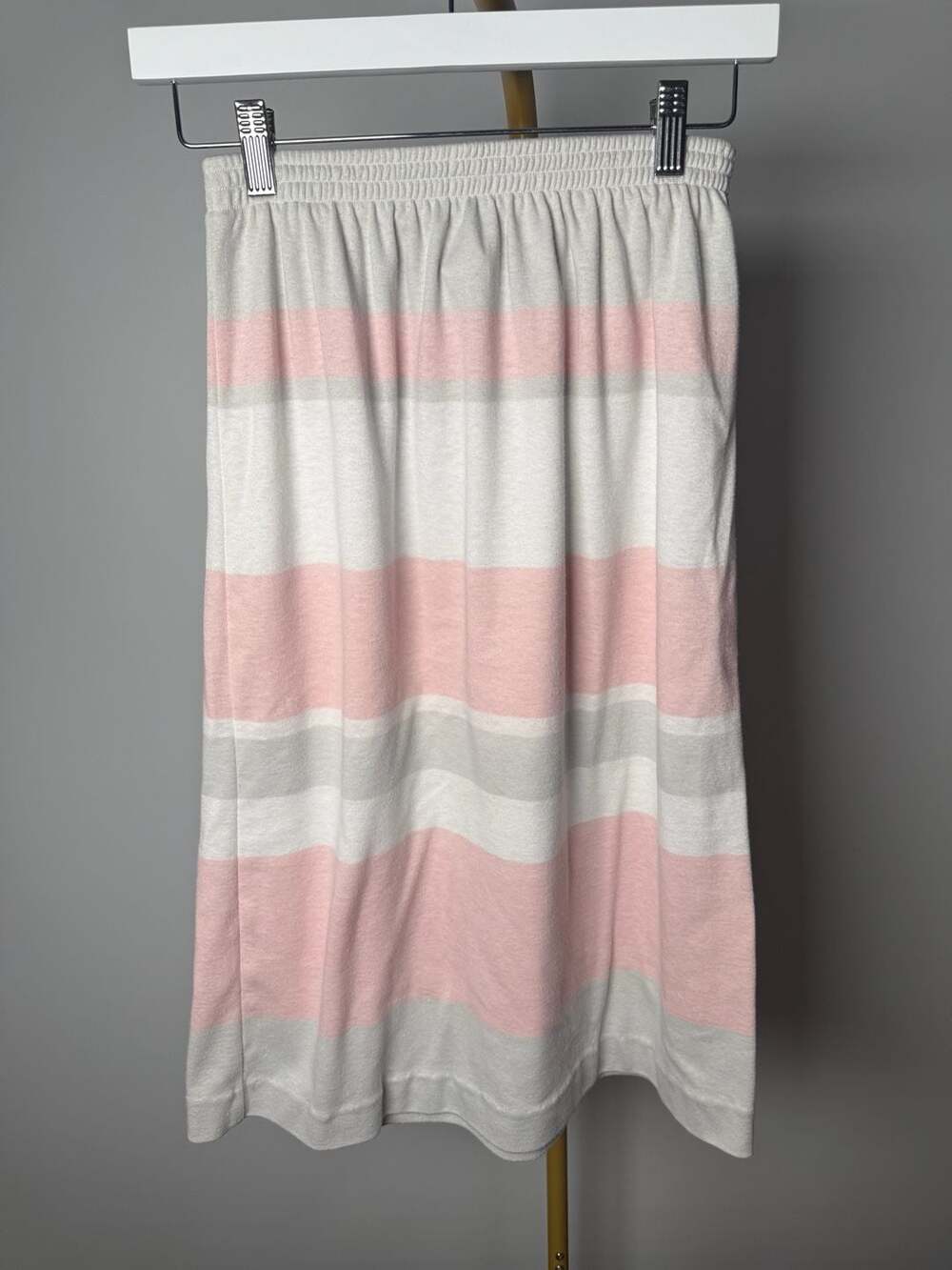 Jantzen Vintage Striped Knit Midi Skirt Pink White Gray Size 10